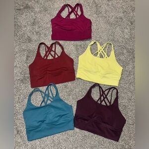 Bundle of 5 CRZ YOGA Cross Back Sports Bras | Medium Support